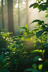 Sun rays through the trees