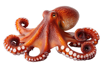 Fototapeta premium Intelligent giant pacific octopus displaying tentacle flexibility in ocean habitat, isolated on transparent background
