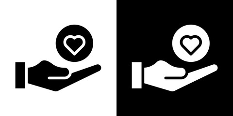 Philanthropy icon flat vectors set. black and white