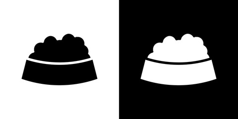 Pet food icon flat vectors set. black and white