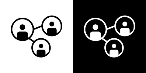 Network icon flat vectors set. black and white