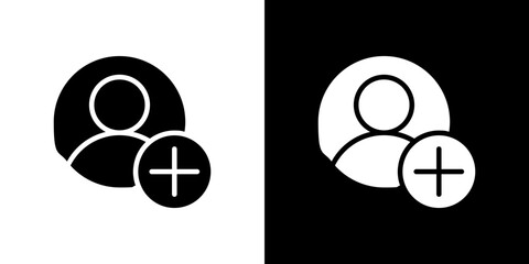 New account icon flat vectors set. black and white