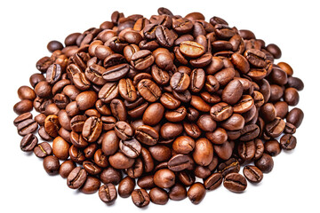 Close-up view of roasted coffee beans creating a fresh and aromatic presentation