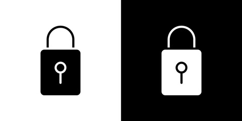 Lock closed icon flat vectors set. black and white