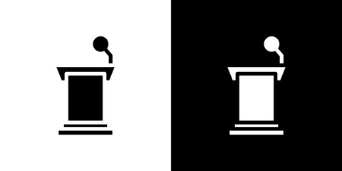 Lectern icon flat vectors set. black and white
