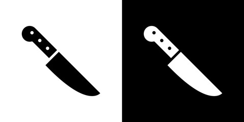 Kitchen knife icon flat vectors set. black and white