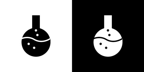Lab flask icon flat vectors set. black and white
