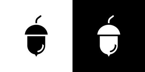 Hazelnut icon flat vectors set. black and white