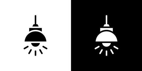 Hanging light icon flat vectors set. black and white