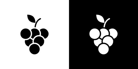 Grapes icon flat vectors set. black and white