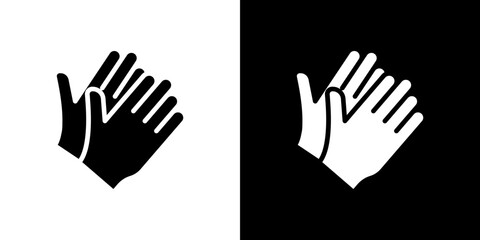 Glove icon flat vectors set. black and white
