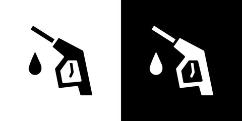 Fuel icon flat vectors set. black and white