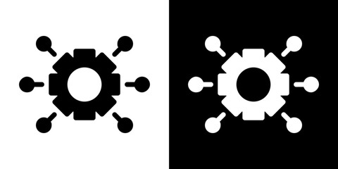 Function icon flat vectors set. black and white