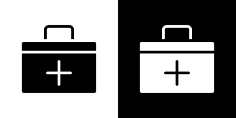 First aid icon flat vectors set. black and white