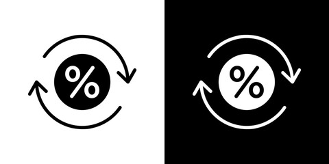Exchange rate icon flat vectors set. black and white