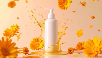Lotion Bottle with Calendula Splash