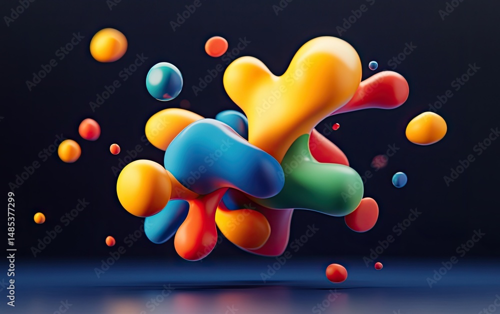 Poster abstract colorful blobs in mid-air