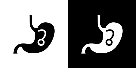 Endoscopy icon flat vectors set. black and white