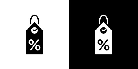 Discount tag icon flat vectors set. black and white