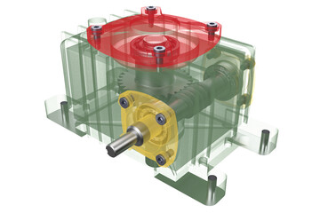 See-Through Diagram Gear Reduction Unit Revealing Internal Gears and Shafts, Cutaway Illustration of a Worm Gearbox Mechanism for Speed Reduction WPX WPA WPO WPDA WPDS WPKA WPKS on a PNG Transparent