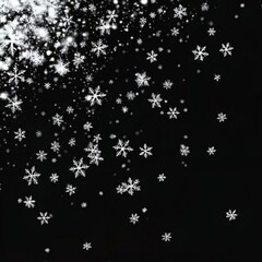 Winter Snowflakes Falling on Black Background