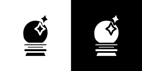 Crystal ball icon flat vectors set. black and white