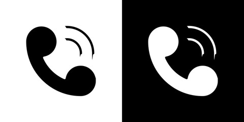 Call icon flat vectors set. black and white