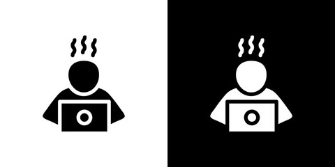 Burnout icon flat vectors set. black and white