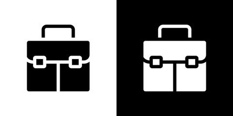 Briefcase icon flat vectors set. black and white