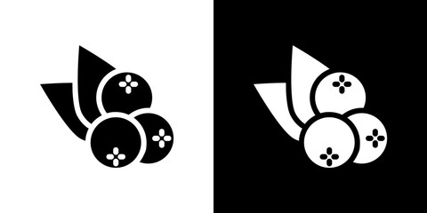 Blueberry icon flat vectors set. black and white