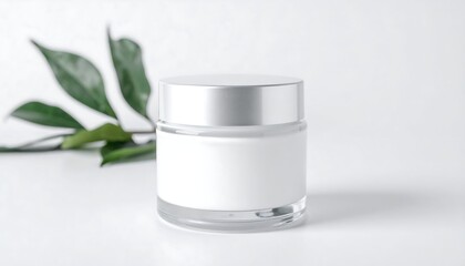 Cosmetic Cream Jar with Leaves