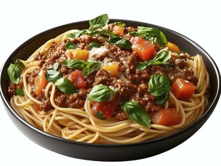 Delicious Spaghetti with Meat Sauce and Vegetables