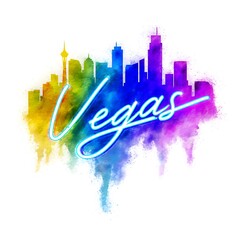 Fototapeta premium Vibrant Las Vegas Skyline in a Rainbow of Colors, Artistic Cityscape Illustration.