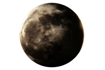 View of a detailed lunar surface against a transparent backdrop