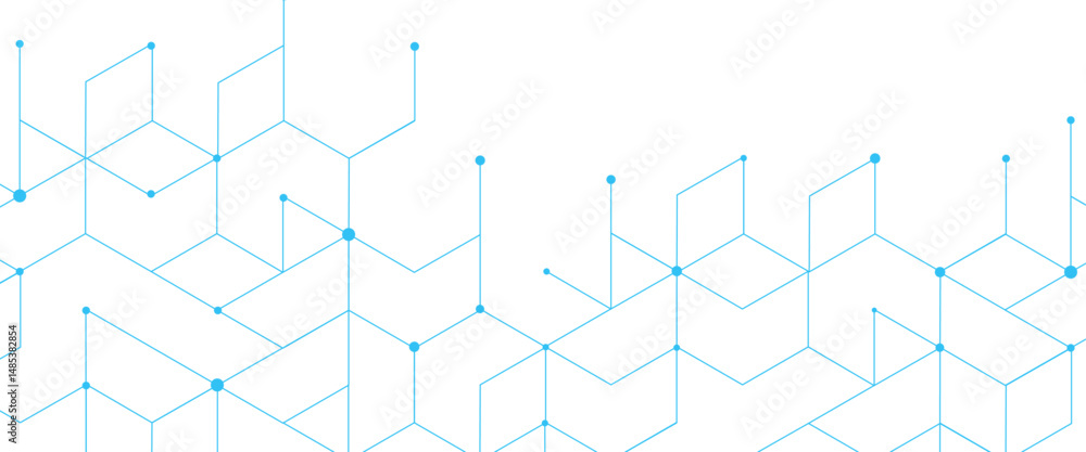Poster vector modern geometric abstraction with lines and dots technology background