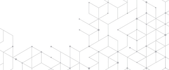 Vector digital hexagonal background geometric abstraction with lines and dots.