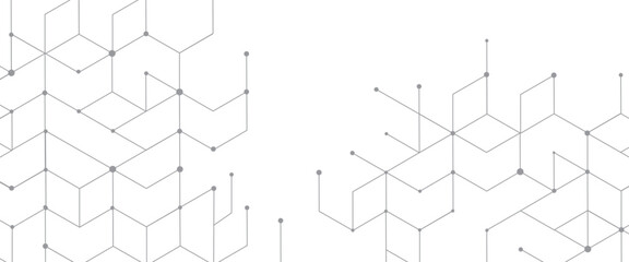 Vector digital hexagonal background geometric abstraction with lines and dots.