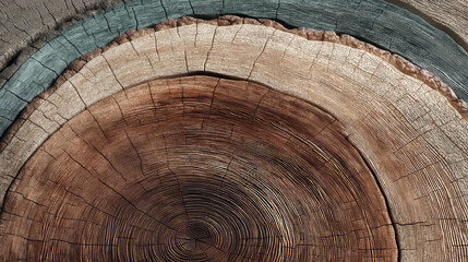Naklejka premium cross-section of a tree trunk in stylized circular layers