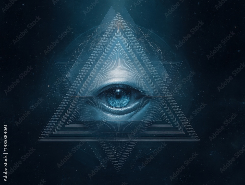 Aufkleber intricate design of an all-seeing eye within a geometric framework.