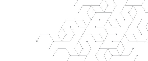 Vector digital hexagonal background geometric abstraction with lines and dots.