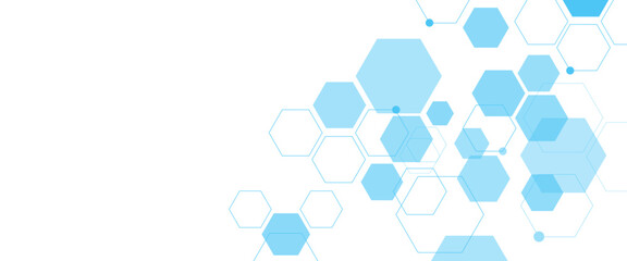 Vector modern blue hexagons futuristic science technology 