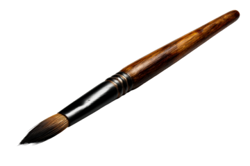 Artistic brush with fine tip on transparent background