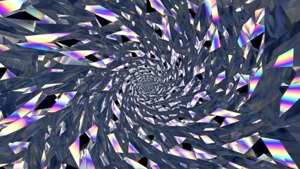 Hypnotic iridescent crystal vortex, abstract dynamic background - Powered by Adobe