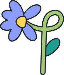 Simple Retro Flower doodle illustration