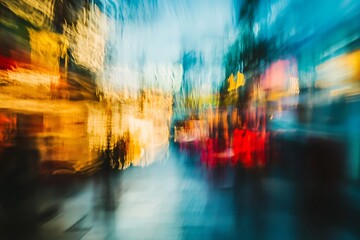 Abstract Blurred Motion Light Streaks in Pink and Blue Tones, Dynamic Neon Glow Background