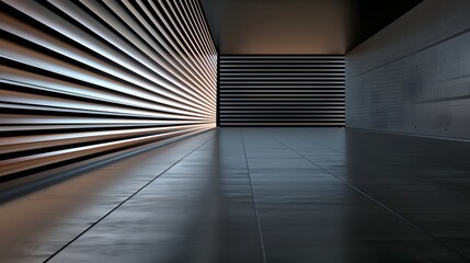 Obraz premium Modern Interior Space with Linear Lighting and Sleek Floor Design