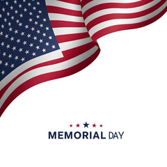 Fototapeta premium Vector illustration for Memorial Day, showcasing a waving American flag along with text