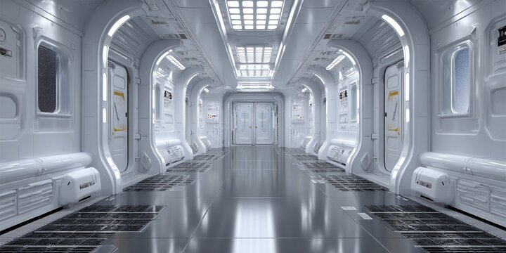 3d illustrations science interior corridor fiction fi sci scene station air lock footed space hall architecture gate design door abstract building star wars colourful earth future colours dec