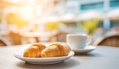 Croissants and coffee outdoors