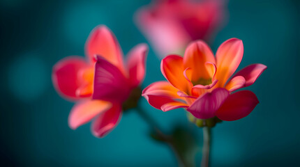 Naklejka premium Vibrant flower with Bokeh Effect on Deep Teal Background, Creating a Luxurious and Dreamy Ambiance with Complementary Colors